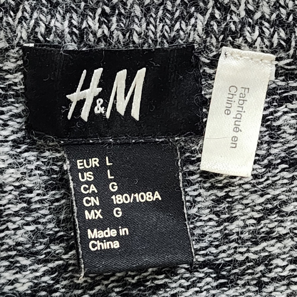 H&M Fair Isle Crewneck Sweater Mens Large Cream Black Wool Blend‎ Knit Geometric - Picture 3 of 12